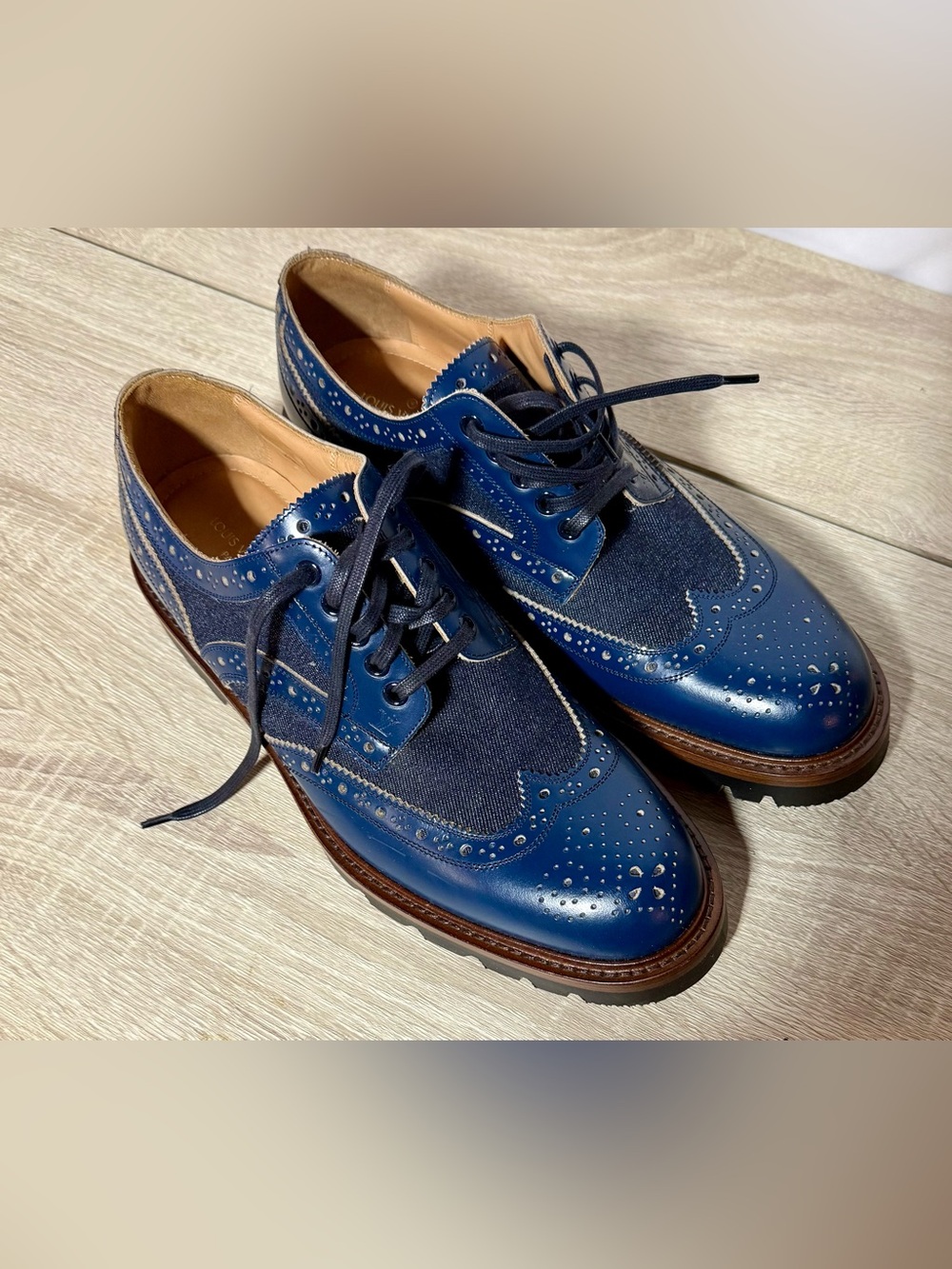 Louis Vuitton Denim Voltaire Derby Size 7.5 (U.S. Sz 8.5) Men's, NWOB, Authentic